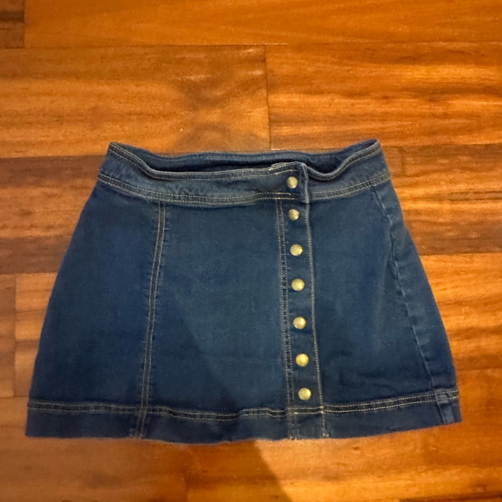 Free People Keep On Rocking Snap Denim Skirt